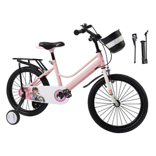 16" Kids Bike for Boys and Girls with auxiliary wheels & Rack Pink