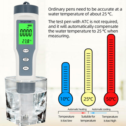 3 In 1 Digital PH TDS TEMP Waterproof Water Quality Meter Tester Test Pen Tool