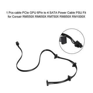 1PC 6 Pin to 4x SATA Drive Cable Power Cable PSU fit for Corsair RM1000X RM850X