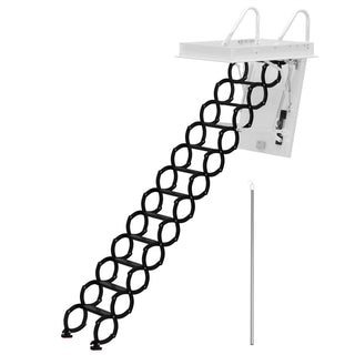 12 Steps Black loft wall ladder stairs and Pull Rod,Loft Wall Folding Pulldown Attic Ceiling Ladder Stairs 39.4 * 27.6