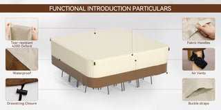 420D Square Waterproof Patio Furniture Cover for Outdoor Table and Chairs