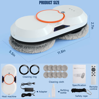Double Automatic Water Spray Tiles for High Windows Glass Doors (Indoor & Outdoor) Smart Window Cleaning Robot with 5600Pa Suction Power