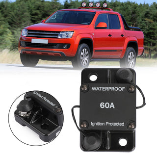 60A Amp Circuit Breaker Fuse 12-48V DC Car Boat Waterproof Auto Switch Fuse