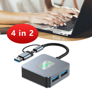 4 in 2 Type-C + USB to USB3.2 Interface Hub Adapter Dock for MacBook iPad Pro 15