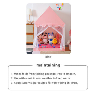 Mesh Window Portable Children’s Playhouse with Carry Bag Pink Assembly Tent with Metal Frame Kids Indoor Play Tent for Boys & Girls Optional Star Lights & Mat