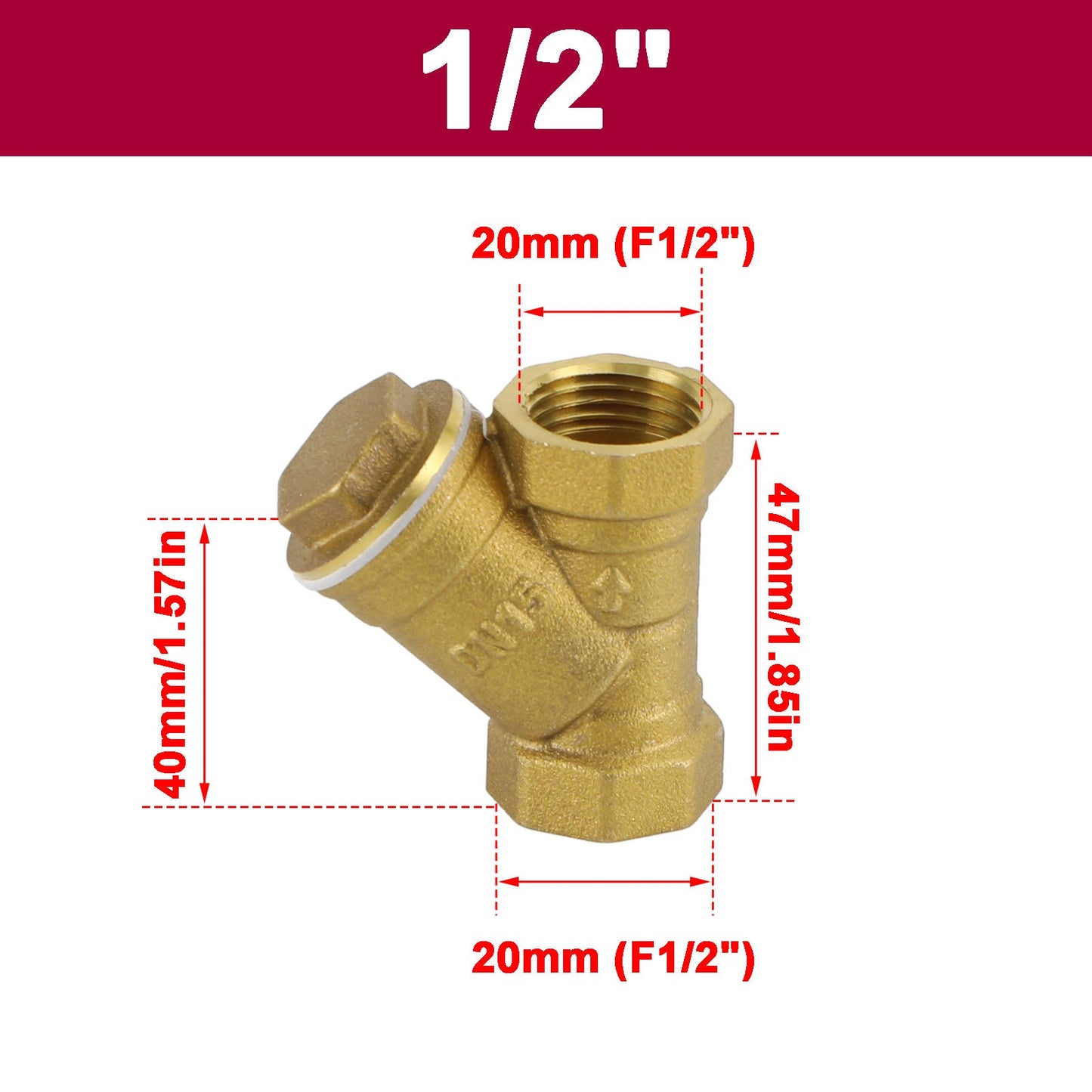 1/2"-1" NPT Thread Y Shaped Brass Strainer Filter Valve Connector For Water Oil Generic