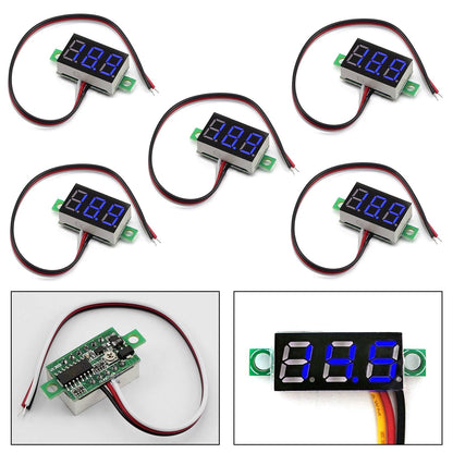 5x Mini DC 0-30V Blue LED 3-Digital Display Voltage Voltmeter Panel Calibratable Generic