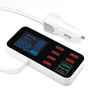 Car Charger USB PD5V1A QC3.0 Display Small Car 8 Port Car Cigarette Lighter
