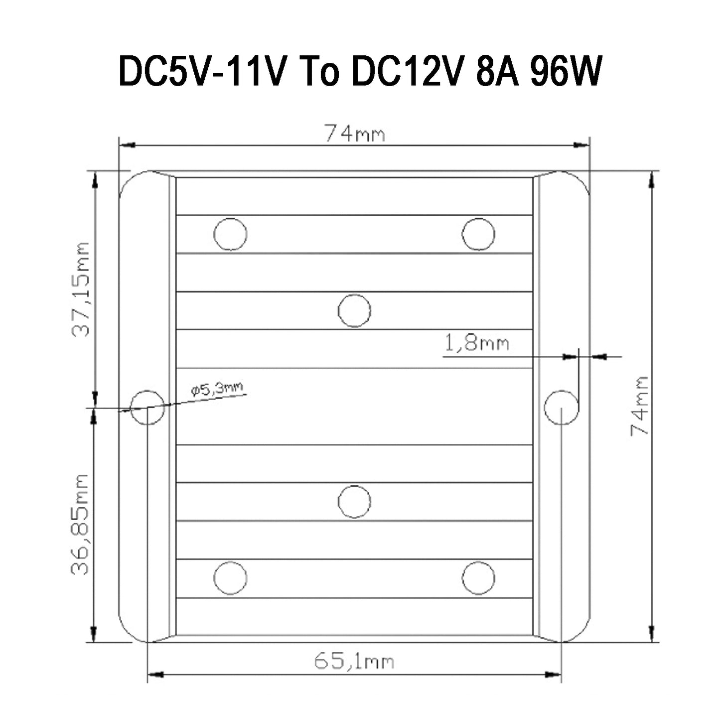 Waterproof DC 5V~11V to 12V 8A Voltage Power Supply Converter Regulator Generic