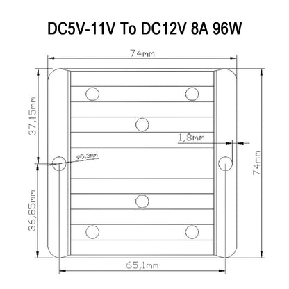 Waterproof DC 5V~11V to 12V 8A Voltage Power Supply Converter Regulator Generic