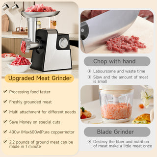 5 in 1 Electric Meat Grinder: 600W Meat Grinder with 3 Blades Sausage