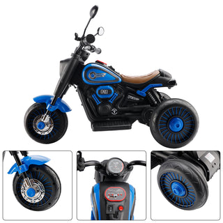 3Wheel 6V Kid Ride On Motorcycle Electric Toy With Colorful Light And Music Blue