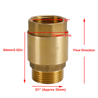 Brass Check Valve G1" 64x41mm Male Female Thread Non-Return Backflow Prevention