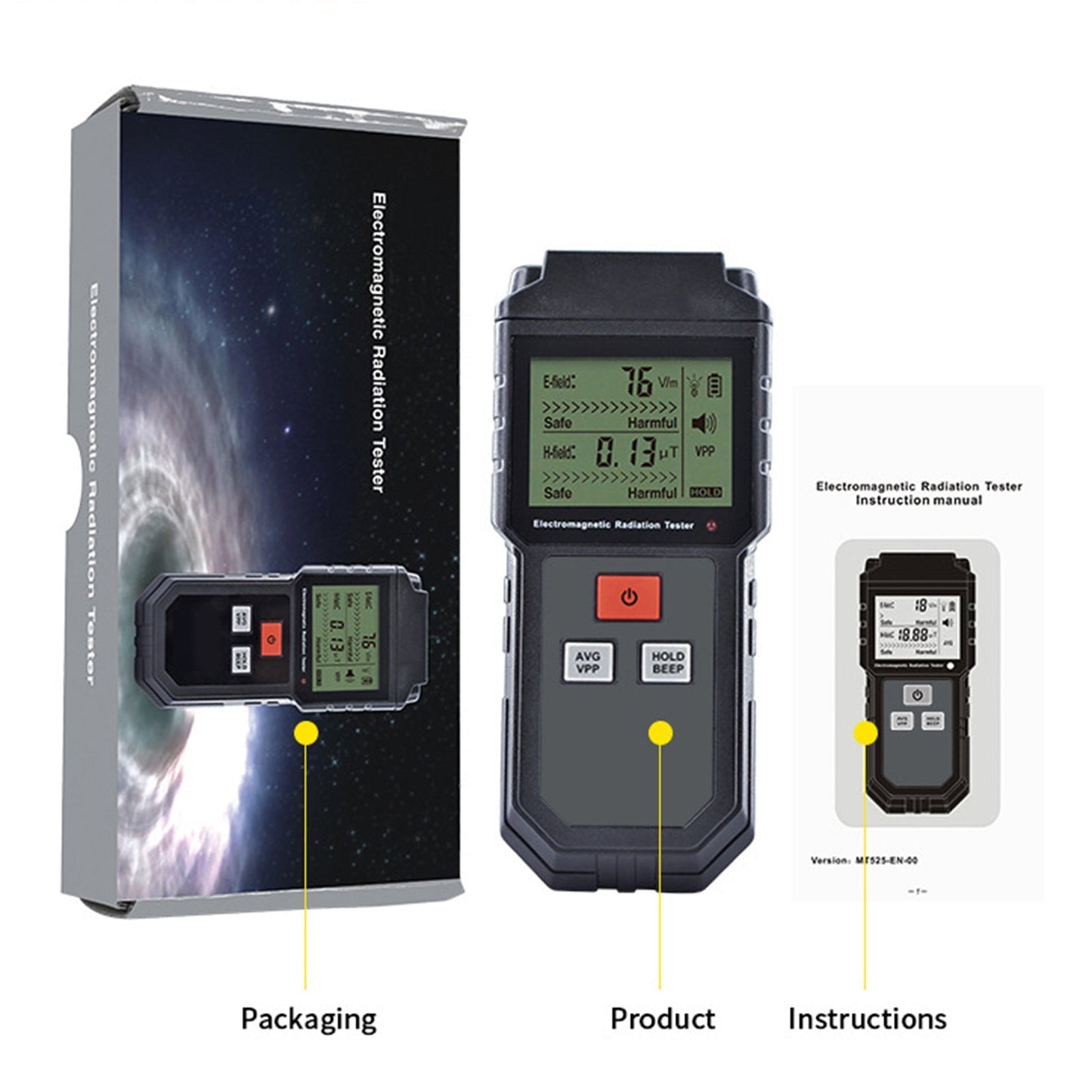 Portable LCD Electromagnetic Radiation Detector EMF Meter Dosimeter Generic