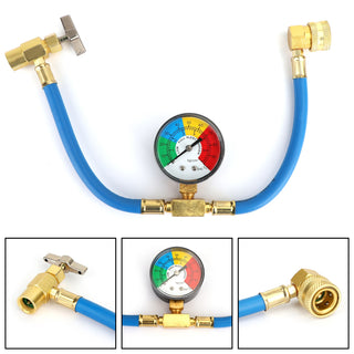 Auto Car Air Conditioning AC 1/2" Refrigerant Recharge Measuring Hose w/Gauge