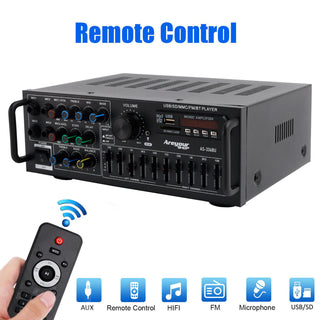 Bluetooth 5.0 HiFi Sunbuck 2000W Stereo Power Amplifier Karaoke FM USB SD AUX