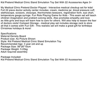 Kid Pretend Medical Clinic Stand Simulation Toy Set With 22 Accessories Ages 3+ US