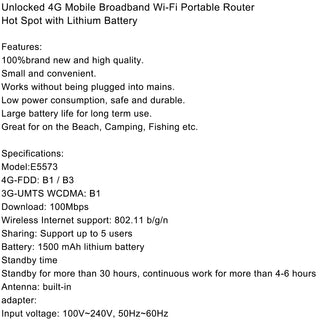 Unlocked LTE 4G Wireless WiFi Portable Router MIFI Hotspot w Battery