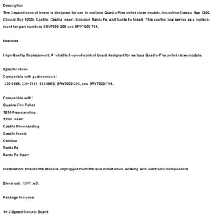 SRV7000-205/SRV7000-704 For Quadra-Fire Pellet 3 Speed Control Box Circuit Board