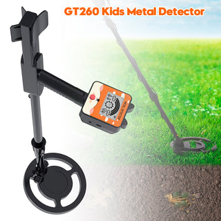 GT260 Kids Child Treasure Seeker Metal Detector Waterproof 6.3"Search Coil Black