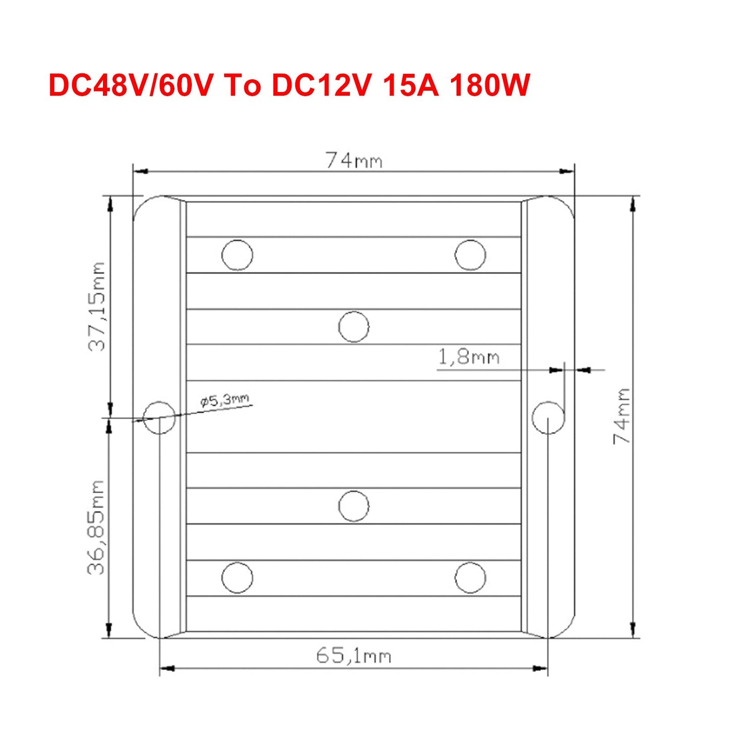 WaterProof 48V/60V to 12V 15A 180W Step Down DC/DC Power Converter Regulator Generic