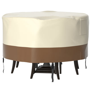 Topteng 420D Circular Waterproof Patio Furniture Cover for Outdoor Table and Chairs