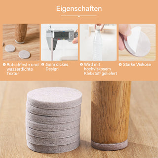 Beige Self-Stick Furniture Felt Pads 1 inch for Hard Surfaces 160 pieces one