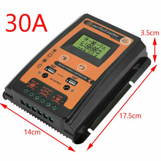 30A Regulator 12V-24V Solar Panel Charger Controller Dual USB