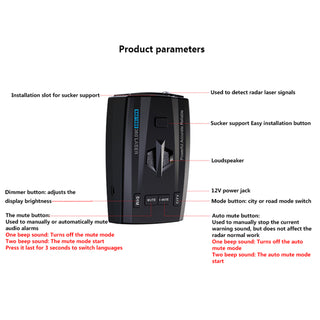 RAD1000 360° Car Laser Electronic Dog Speed Radar Lidar Speed Measuring Detector
