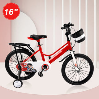 16" Kids Bike for Boys and Girls with auxiliary wheels & Rack Red