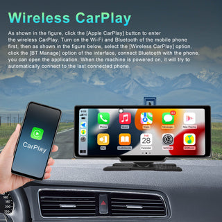 10.26"Portable Bluetooth Car Navigation Carplay HD Large Touch Screen AHD Camera