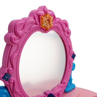 Toddler Makeup Table with Mirror and Chair Kids Vanity Set with Blowdryer for 3+