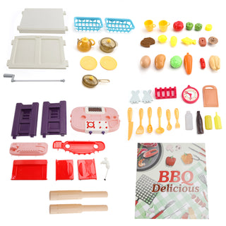Plastic Tableware Kitchen Set With Sound, Light And Spray Function Kid Toy Pink