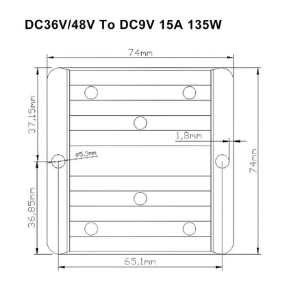 15A Waterproof DC/DC Converter Power Supply Regulator 36V/48V Step Down To 9V Generic