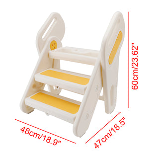 Children Foldable Footstool Hand Washing Ladder Baby Convenient Stair With Light