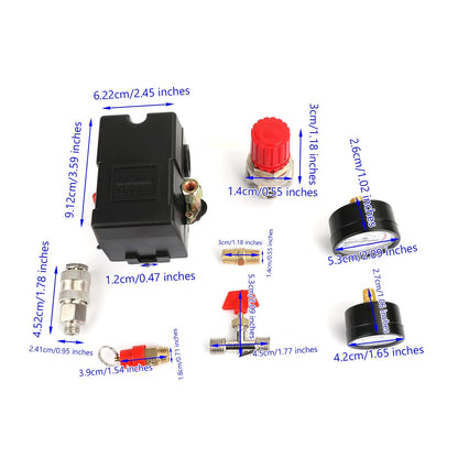 Air Compressor Pressure Control Switch Manifold Regulator Fitting with Gauges Generic