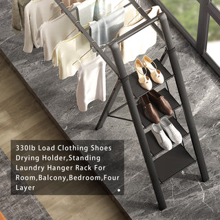 Foldable Drying Rack with Non-slip 4 Step Ladder 330lb Clothing Shoes Drying