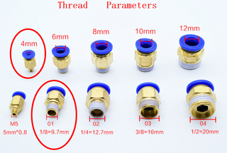 5Pcs Male Straight Push In To Connect Air Fitting Tube OD 4mm x NPT 1/8"