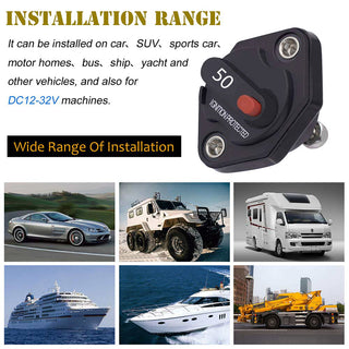 50A Circuit Breaker Stereo Blow Replace Reset Fuse Switch For Car Audio Marine