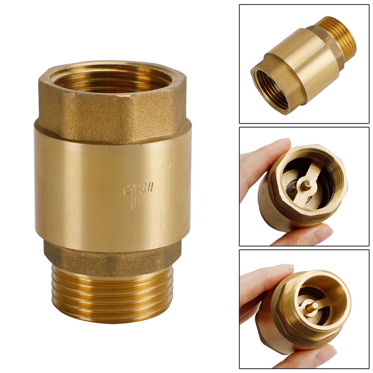 Brass Check Valve G1/2" G3/4" G1" M To F Thread Non-Return Backflow Prevention Generic