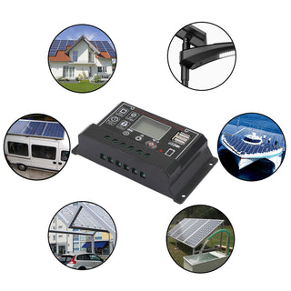 30A Solar Panel Battery Regulator Charge Controller 4-Stage Dual USB 12V/24V