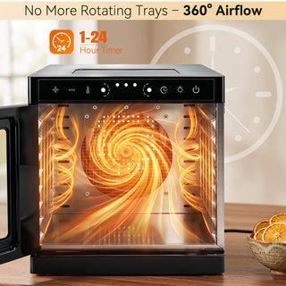 Food Dehydrator Dual-layer Body Electric Food Dryer with Top Clear Glass Viewing Window 304 Trays Household Dehydrator for Fruits Jerky Herbs & Dog Treats Veggies Adjustable Temp