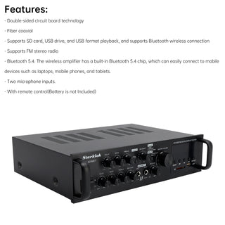 2500W 5CH Amplifiers Amplificador HiFi Stereo AV Surround SD FM Home Theater