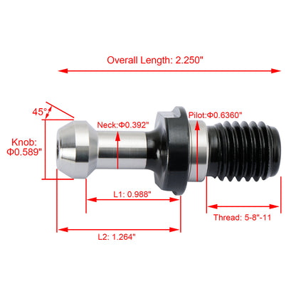 10Pcs CAT40 45° 0.589" Degree Pull Stud Retention Knob Fits HAAS CAT CNC Silver