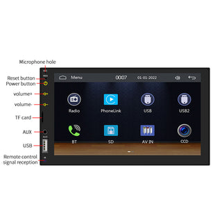 7"  Wired Carplay Car MP5 Player Bluetooth MP3 Car Card Radio Remote Control