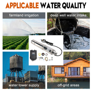 3" 60V 1KW MPPT Screw Solar Bore Pump Submersible Deep Well Hole Steel Head 160M3" 60V 1KW Deep Well Solar Submersible Bore Hole Water Pump Head 160M