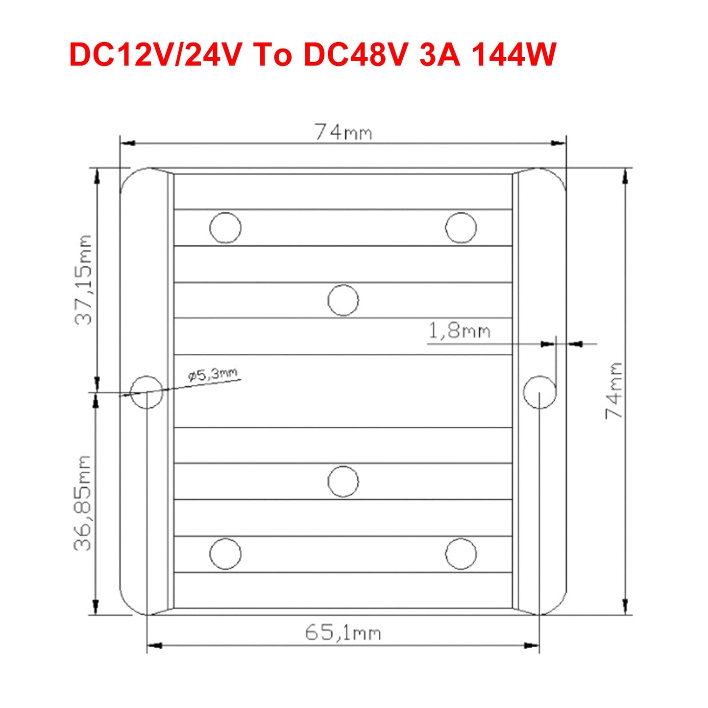 DC-DC 12V/24V-48V 3A 144W Step Up Car Power Supply Converter Regulator Waterproof Generic