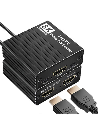 8K HDMI 1 to 2 Splitter HD2.1 8K60hz/4K120/1080P240hz EDID Mirroring Two Screens