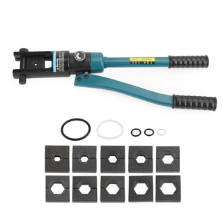 16 Ton Hydraulic Wire Battery Cable Lug Terminal Crimper & Improved Black Dies