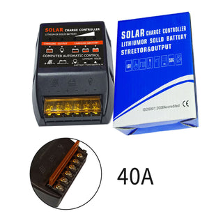 Solar Charge Controller PWM 40A 12V Solar Panel Battery Control Adapter Black